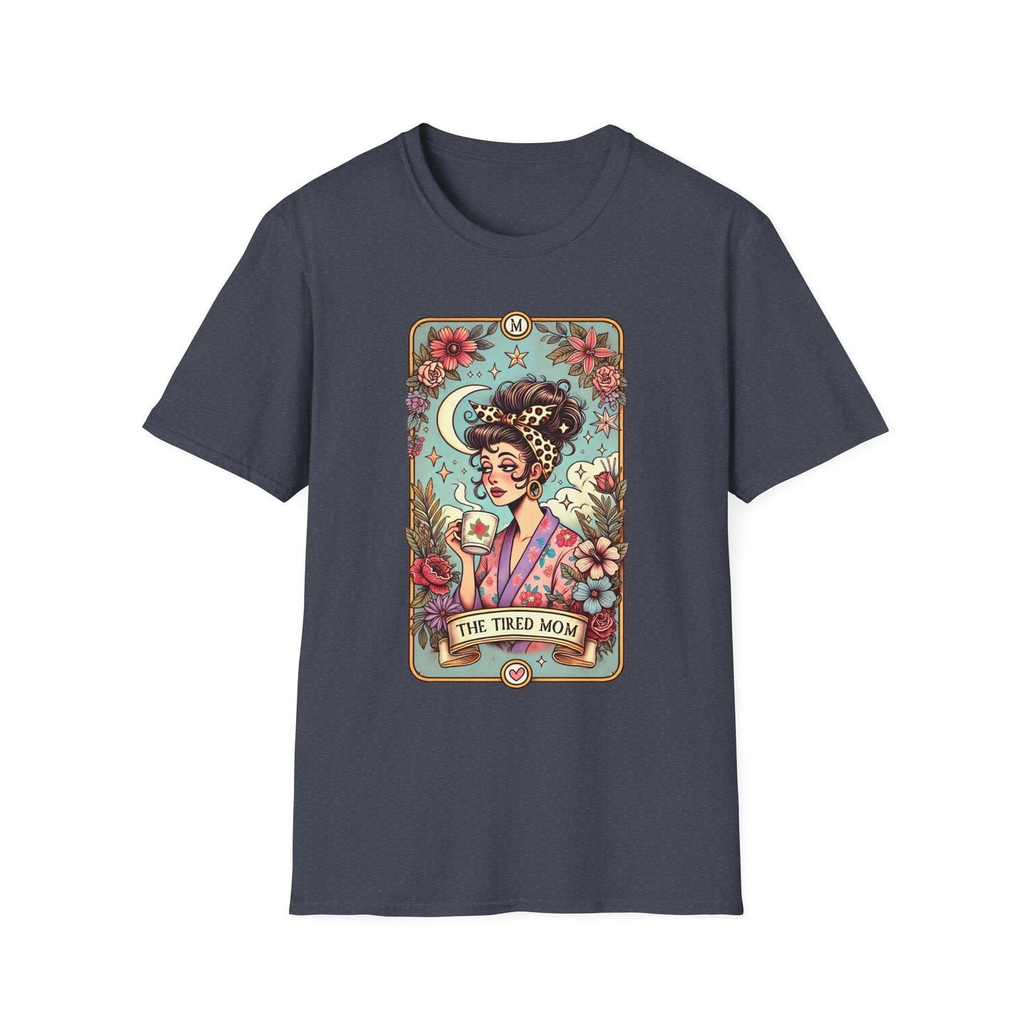 The Tired Mom Tarot Softstyle T-Shirt - Relaxed Fit Floral Design for Everyday Comfort