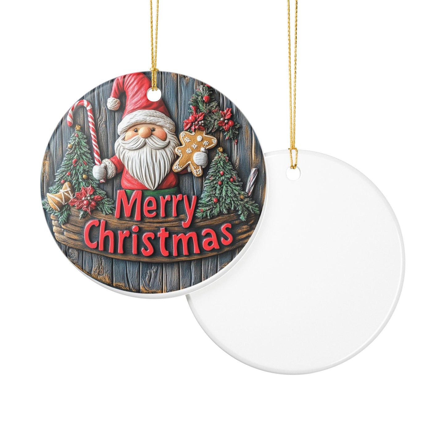 Rustic Santa Merry Christmas Ornament
