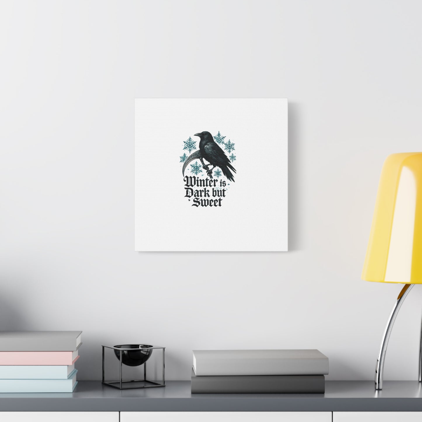 Raven Winter Canvas Art — “Winter is Dark but Sweet” Stretched Matte Print