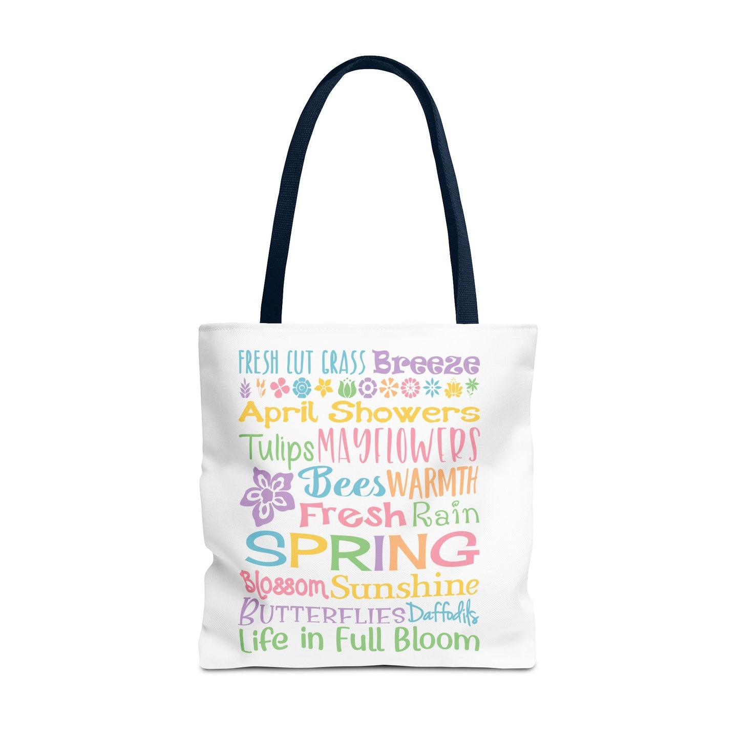 Spring Words Tote Bag — Pastel Floral Typography Tote