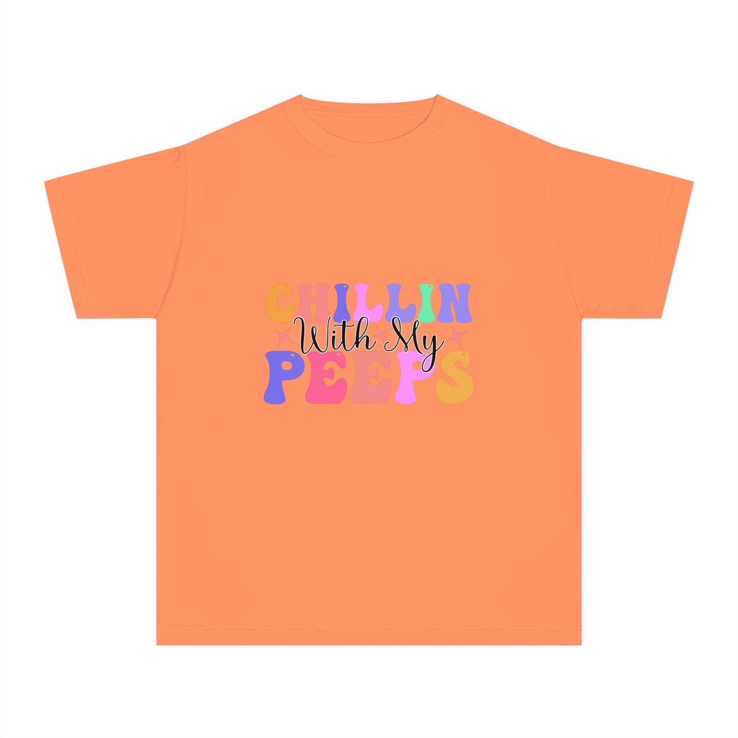 Chillin With My Peeps Youth Midweight Tee, Fun Graphic T-Shirt, Children's Summer Shirt, Casual Playwear, Gift for Kids, Youth Clothing