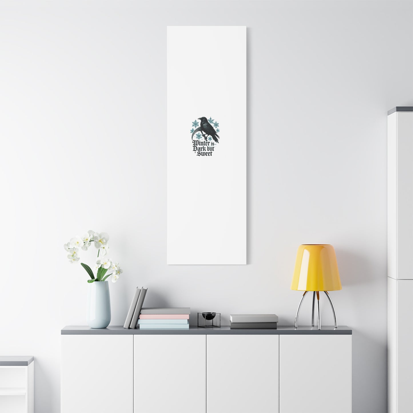 Raven Winter Canvas Art — “Winter is Dark but Sweet” Stretched Matte Print