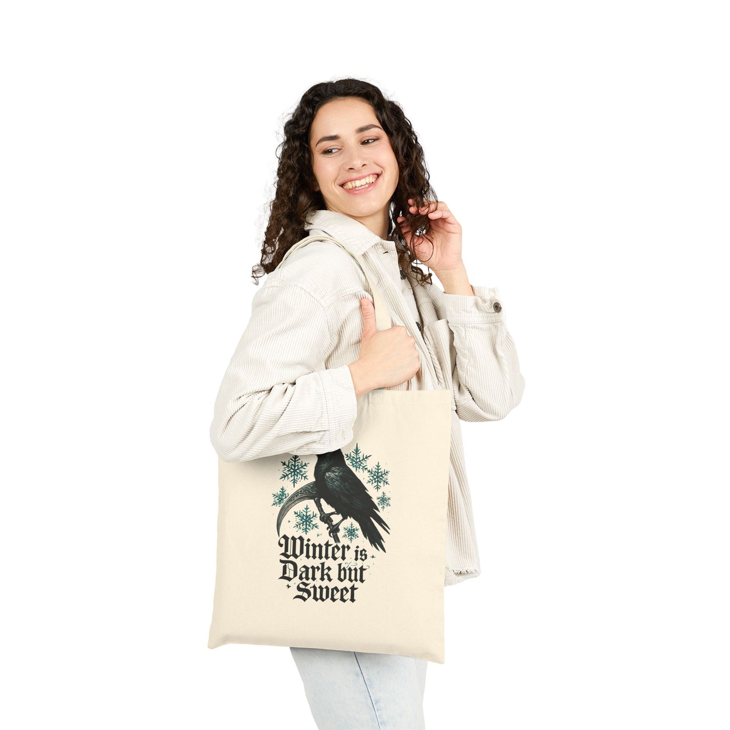 Tote Bag — "Winter is Dark but Sweet" Raven Canvas Tote