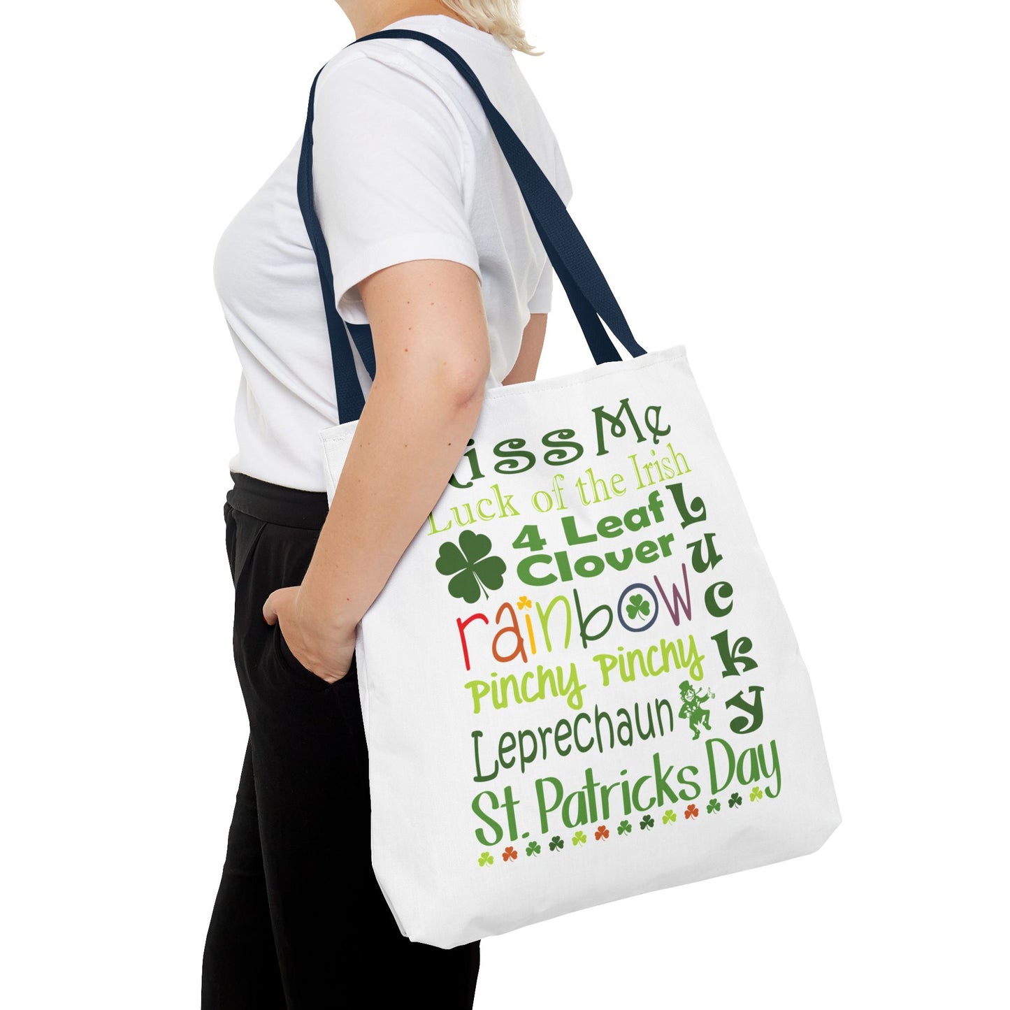 St. Patrick's Word Riot White Tote Bag — Bold Typographic Holiday Tote - 3 Sizes
