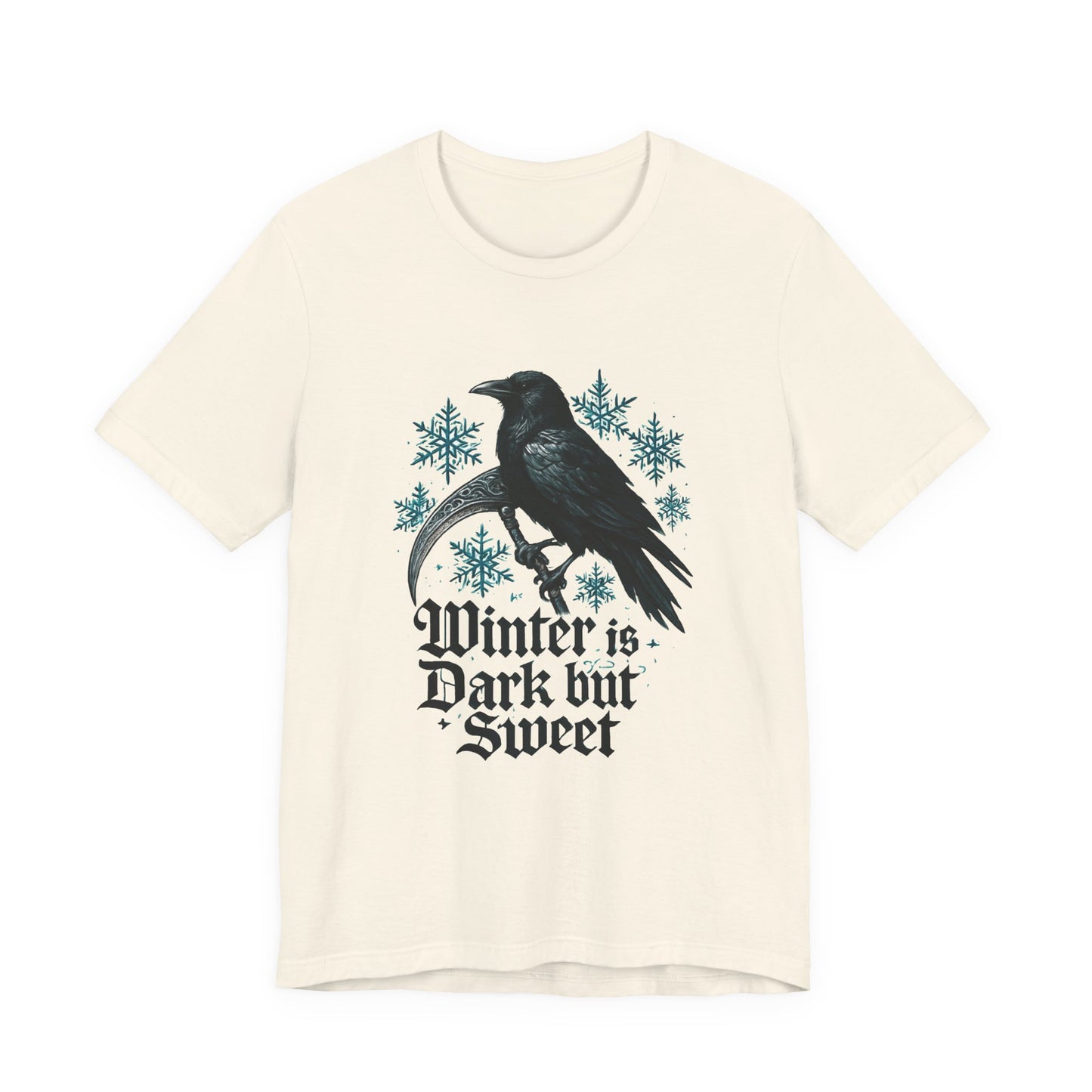 Raven Winter Tee — "Winter is Dark but Sweet" Gothic Snowflake T-Shirt
