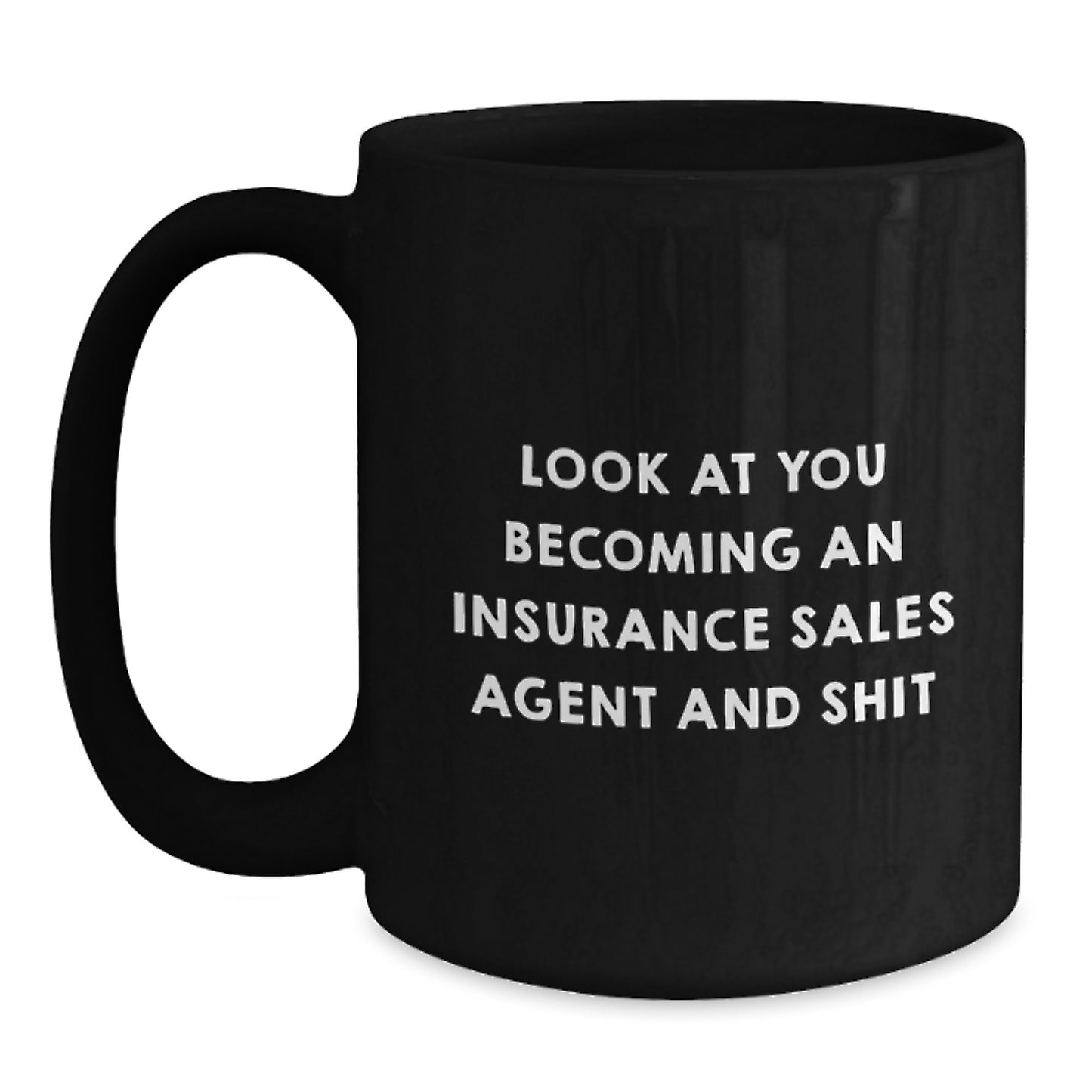 Funny Insurance Sales Agent Gifts for Men from Coworkers - Christmas Unique Mugs for Insurance Agent - Black Coffee Mug with Funny Quote - Main