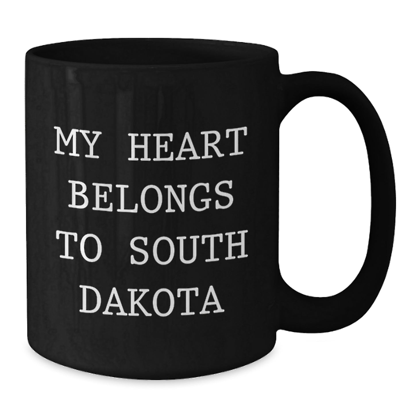 Funny South Dakota Gifts - My Heart Belongs To South Dakota Black Coffee Mug, Birthday Unique Gifts from Family to Friends - Additional