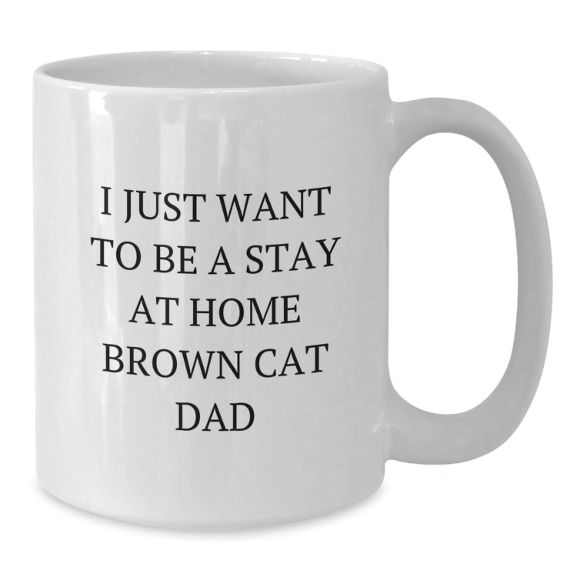 Funny Brown Cat Dad Gifts for Graduation - White Coffee Mug from Men, Women, Family, Friends, Coworkers - I Just Want To Be A Stay At Home Brown Cat Dad - Additional