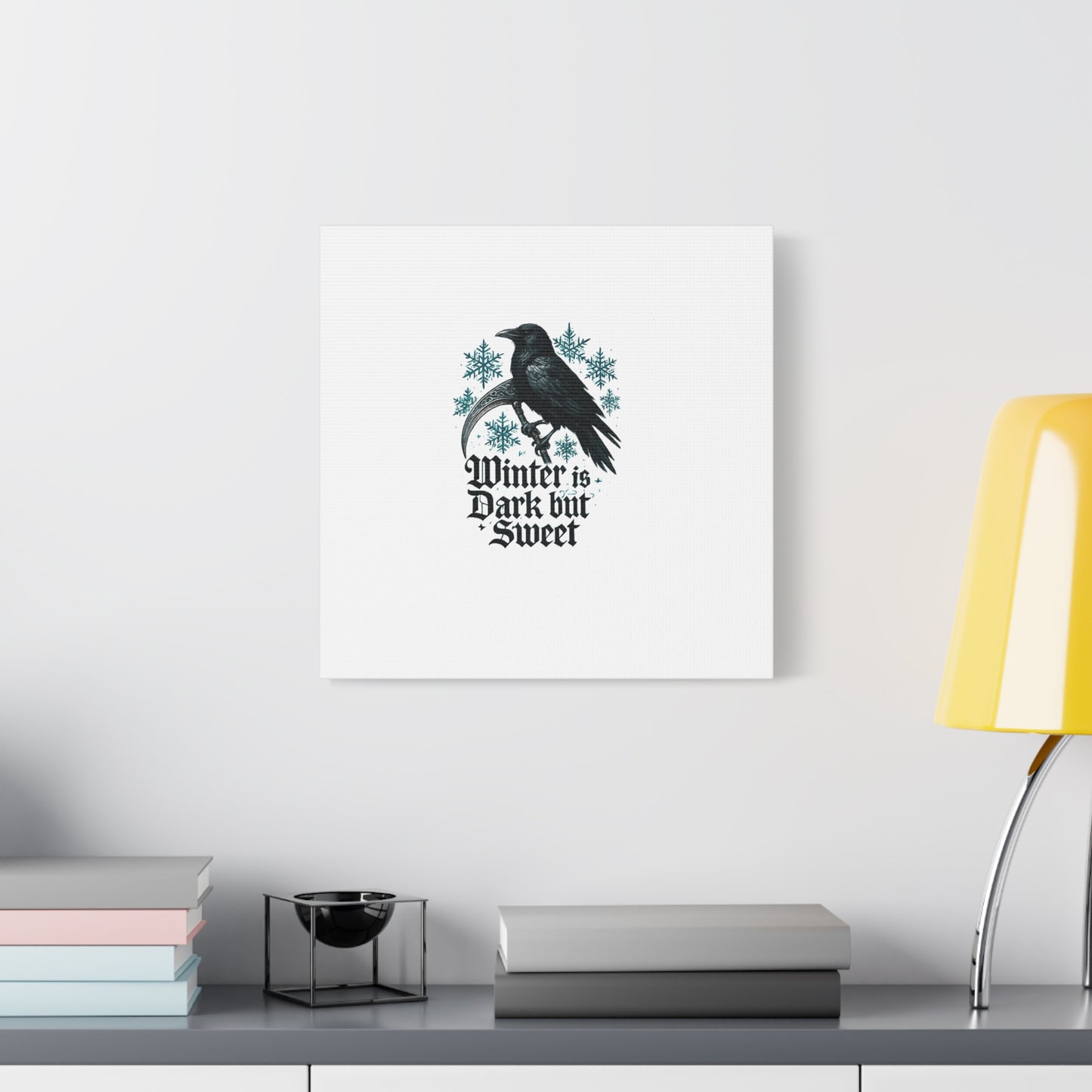 Raven Winter Canvas Art — “Winter is Dark but Sweet” Stretched Matte Print