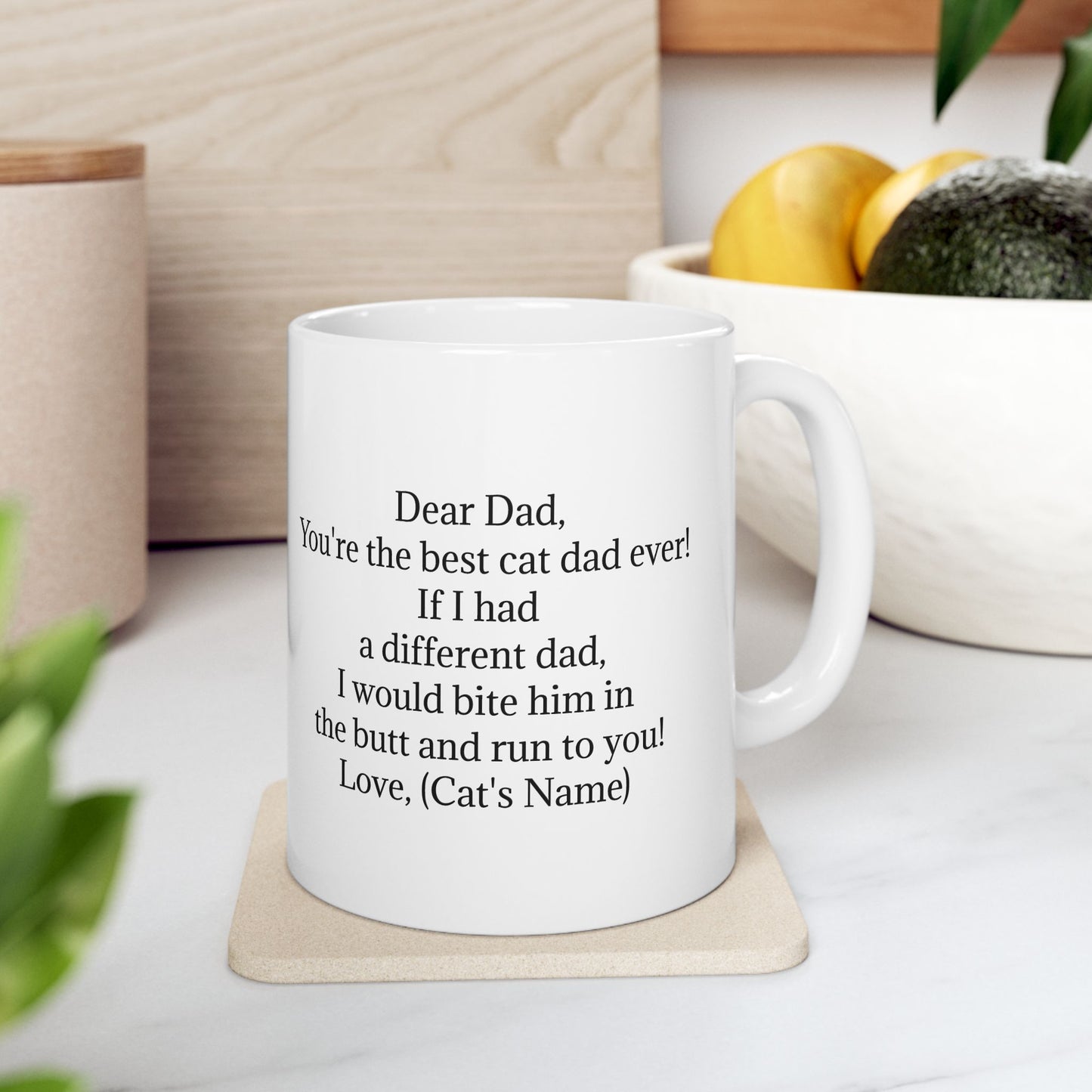 Personalized Ceramic Coffee Mug for Cat Dads - Best Cat Dad Ever Gift