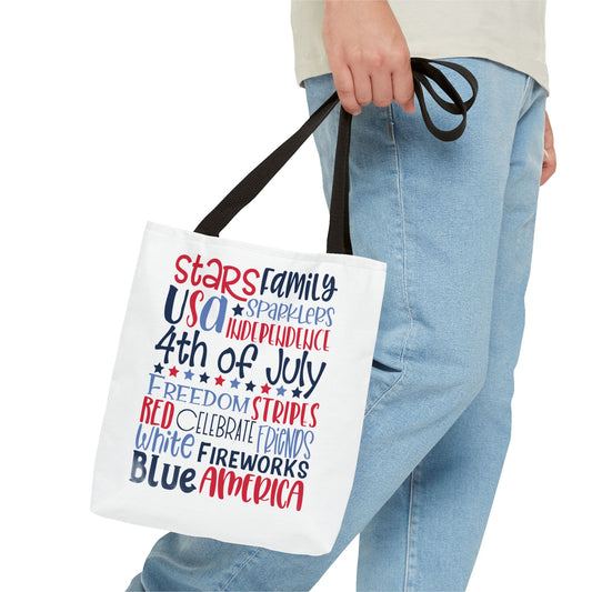 4th of July Tote Bag - USA Patriotic Stars & Stripes Independence Day Tote