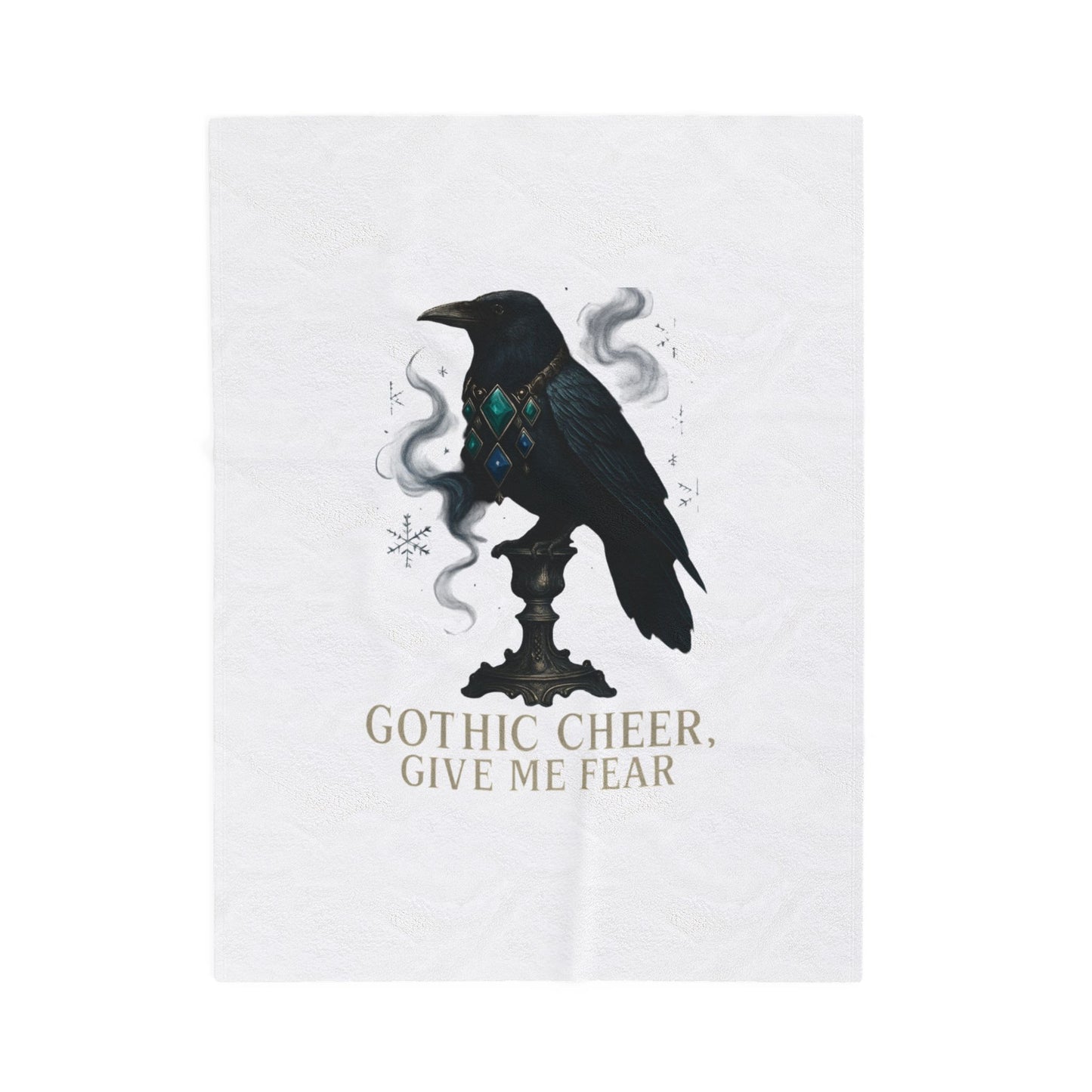 Plush Blanket — 'Gothic Cheer, Give Me Fear' Raven Velveteen Throw