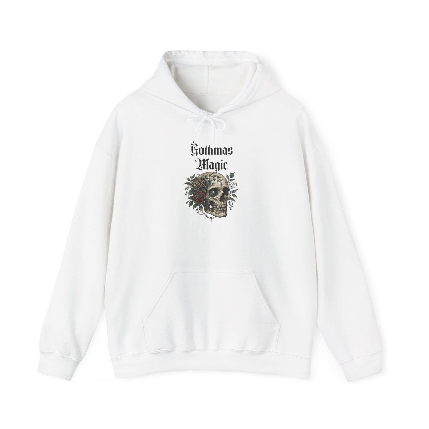 Gothmas Magic Hoodie — Skull & Wreath Gothic Holiday Sweatshirt