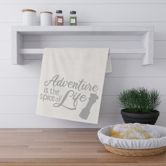 Adventure is the Spice of Life Kitchen Towel - White and Gray