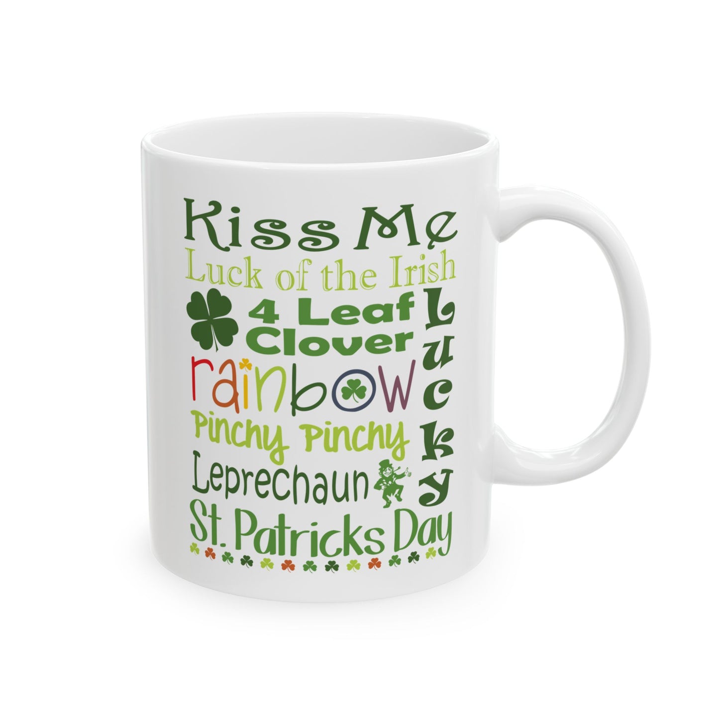 St. Patrick's Day Word Cloud Riot White Ceramic Mug — 11oz & 15oz