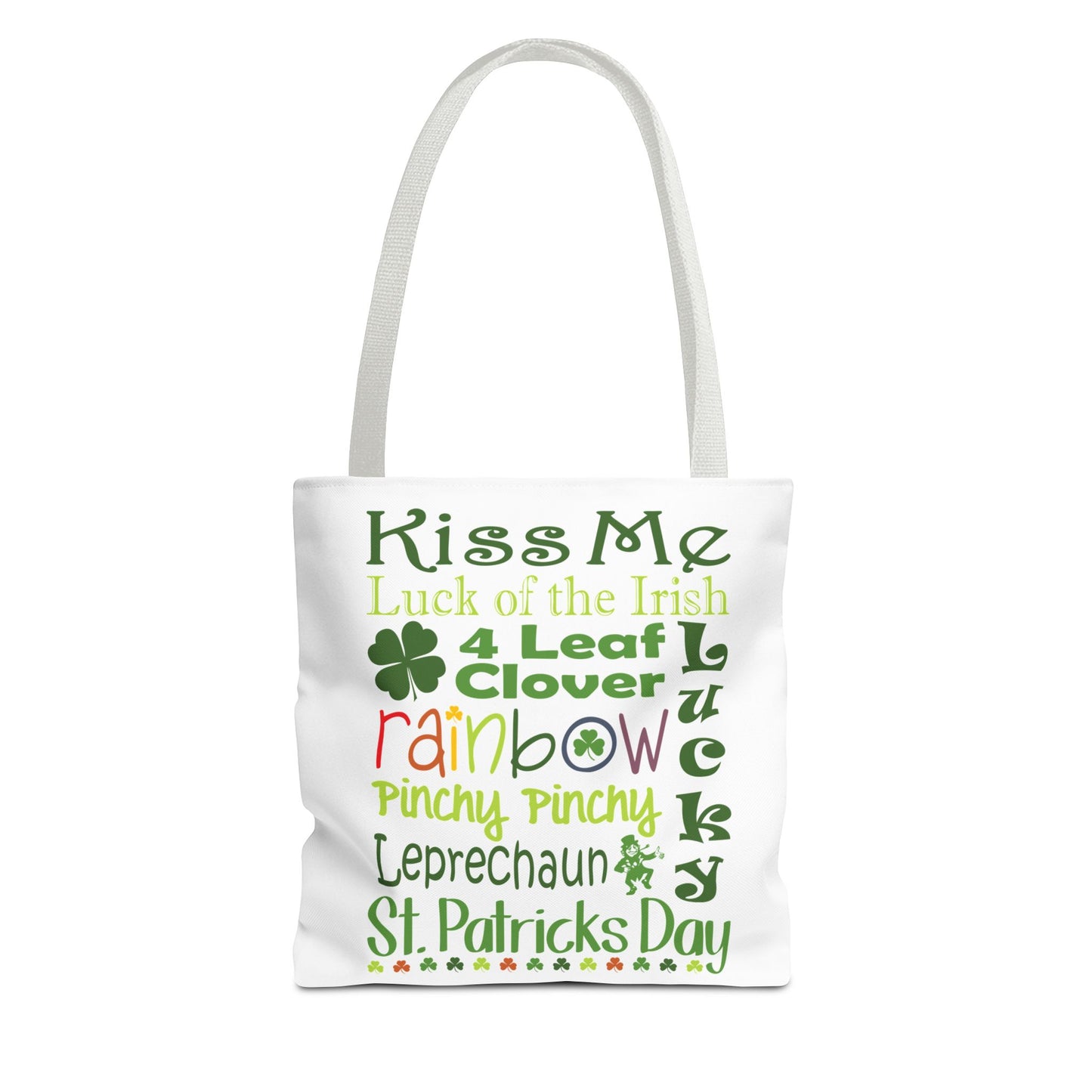 St. Patrick's Word Riot White Tote Bag — Bold Typographic Holiday Tote - 3 Sizes