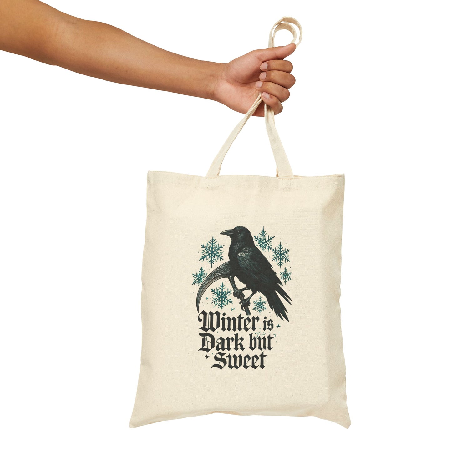 Tote Bag — "Winter is Dark but Sweet" Raven Canvas Tote