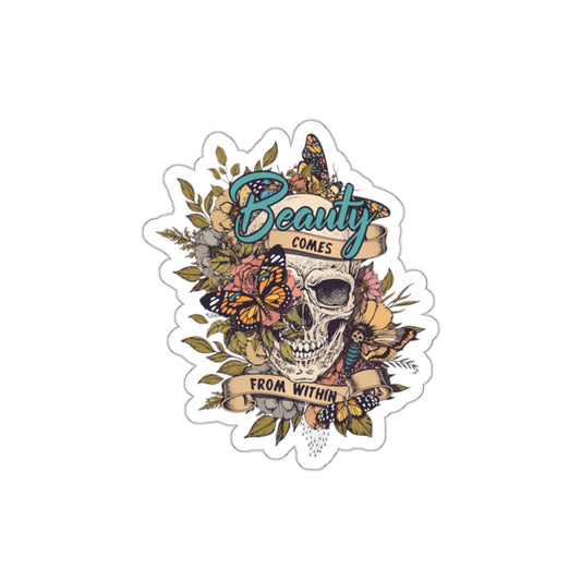 Beauty Comes From Within Skull Sticker
