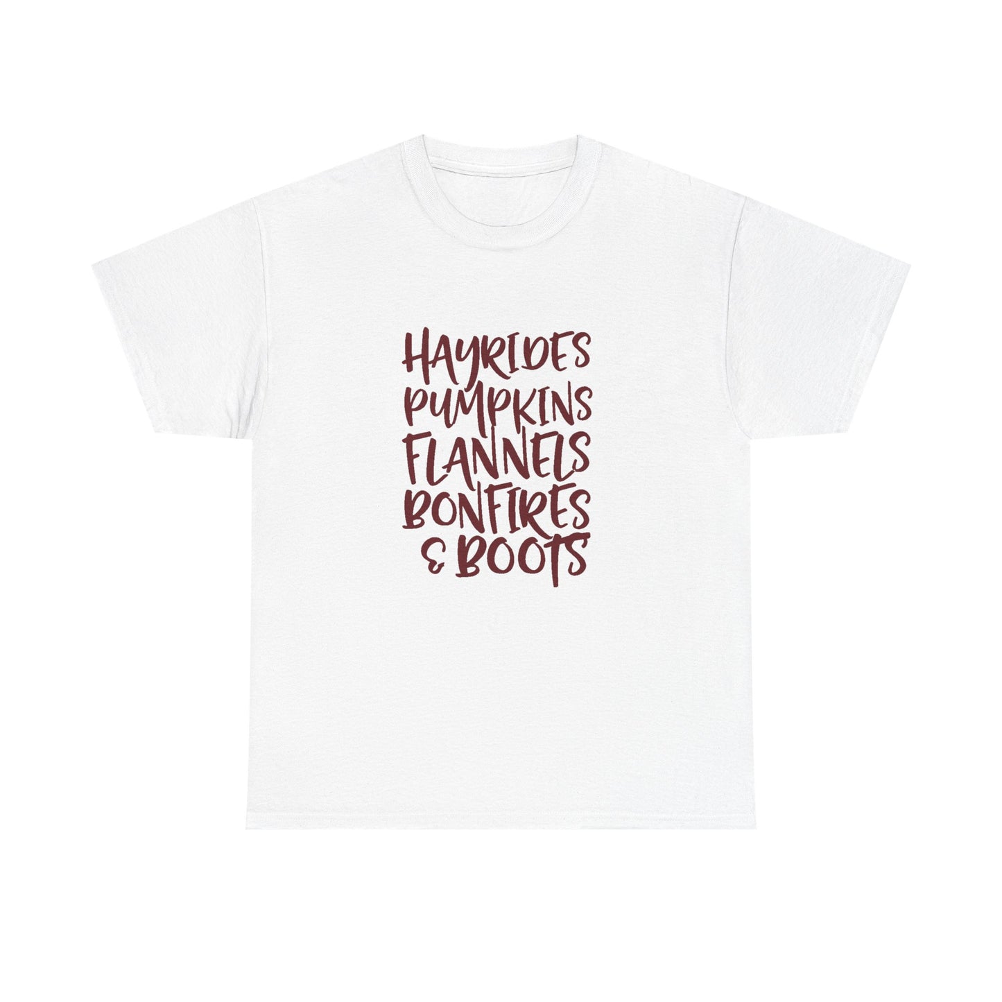 Hayrides, Pumpkins, Flannels Autumn Unisex Thanksgiving Tee