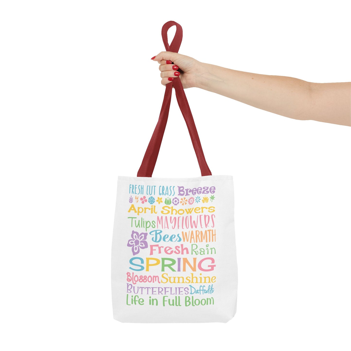 Spring Words Tote Bag — Pastel Floral Typography Tote