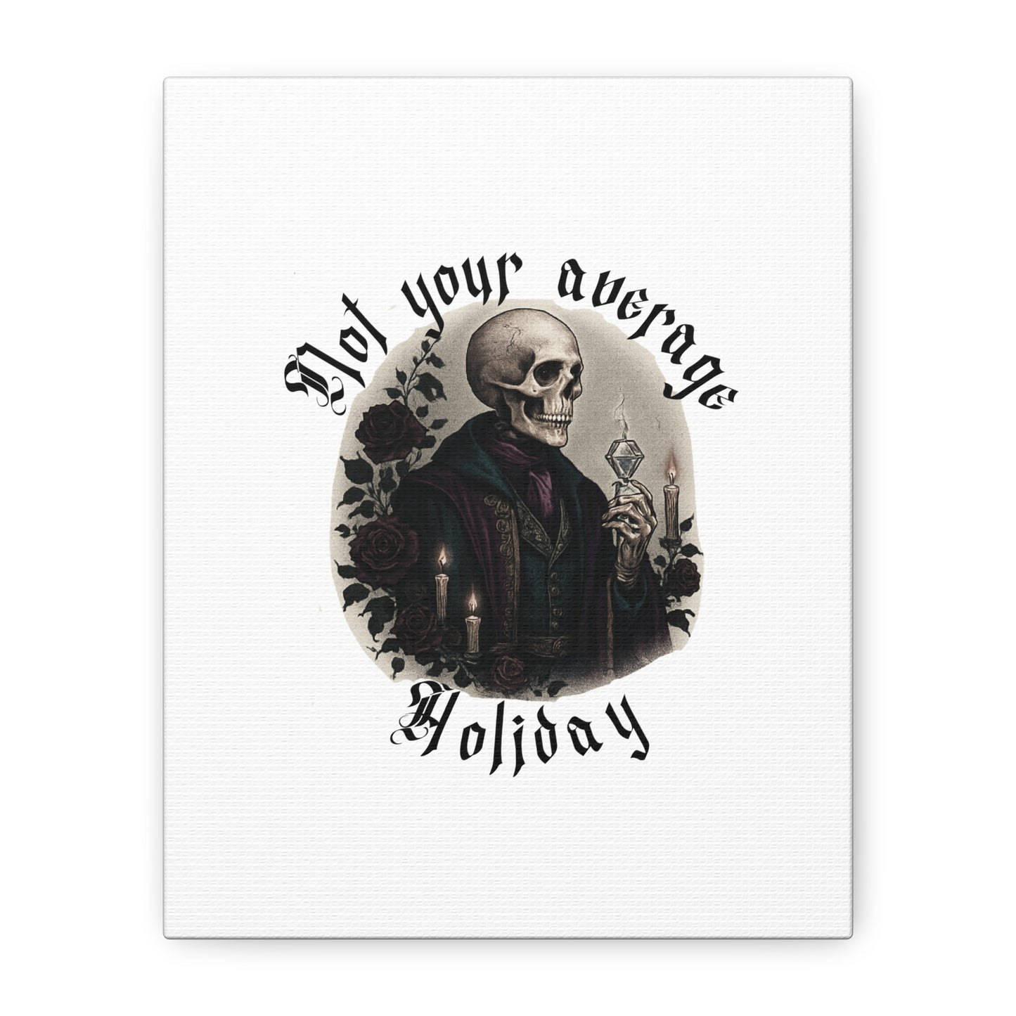 Not Your Average Holiday Canvas Wall Art — Gothic Skull Skeleton with Candles & Roses