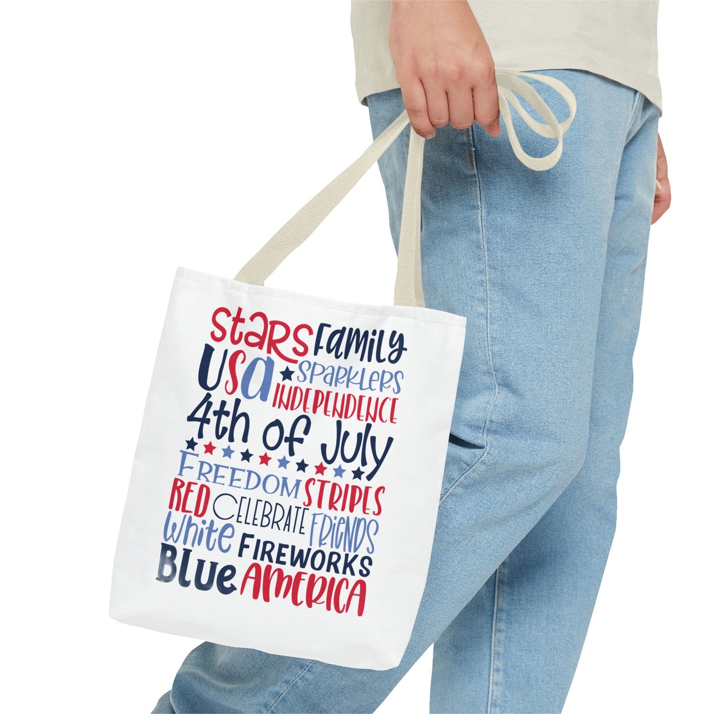 4th of July Tote Bag - USA Patriotic Stars & Stripes Independence Day Tote