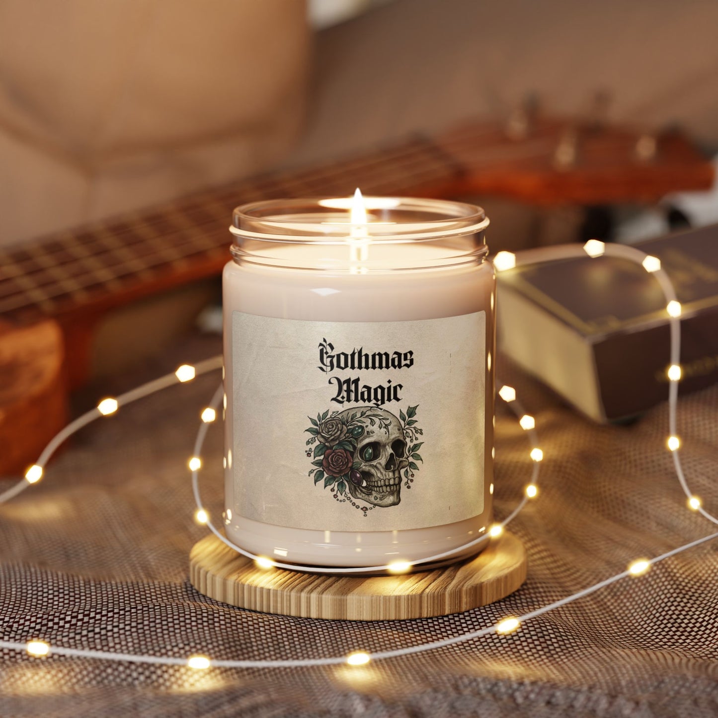 Gothmas Magic Soy Candle — 9oz Scented Jar with Skull & Roses
