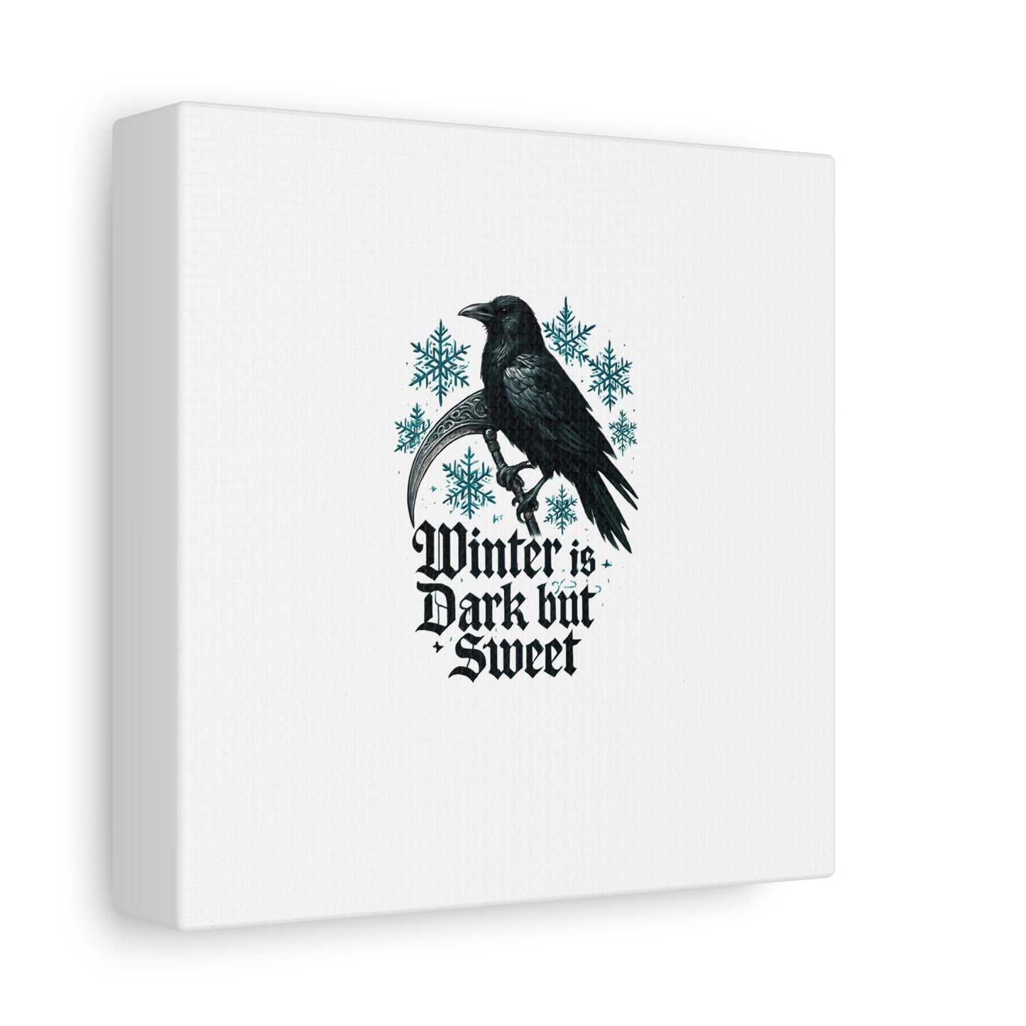 Raven Winter Canvas Art — “Winter is Dark but Sweet” Stretched Matte Print
