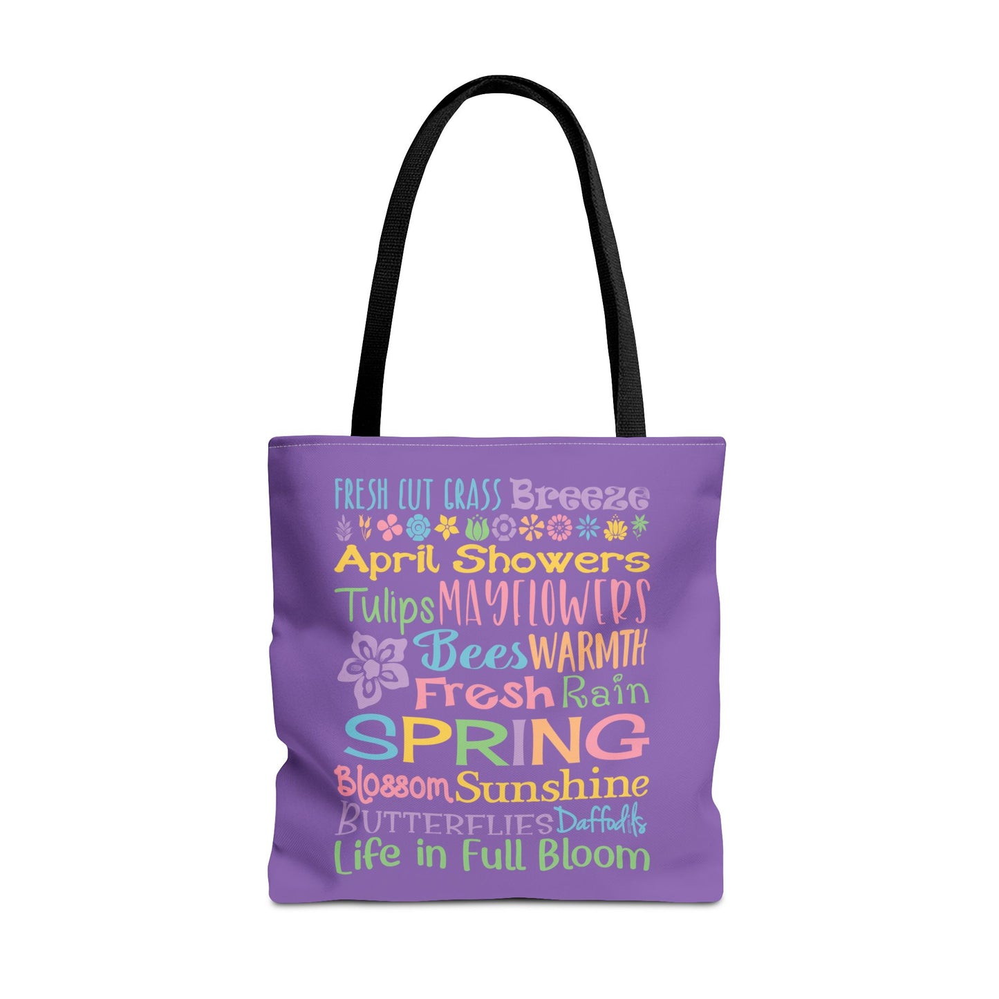 Spring Word Riot Purple Tote Bag — Pastel Floral Typography Tote