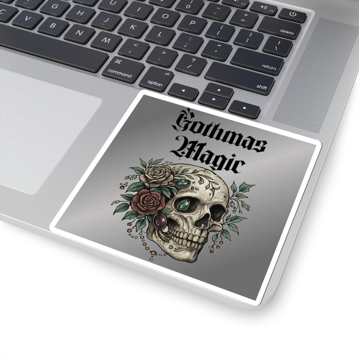 Gothmas Magic Skull Sticker — Gothic Floral Kiss-Cut Sticker