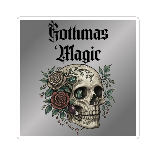 Gothmas Magic Skull Sticker — Gothic Floral Kiss-Cut Sticker