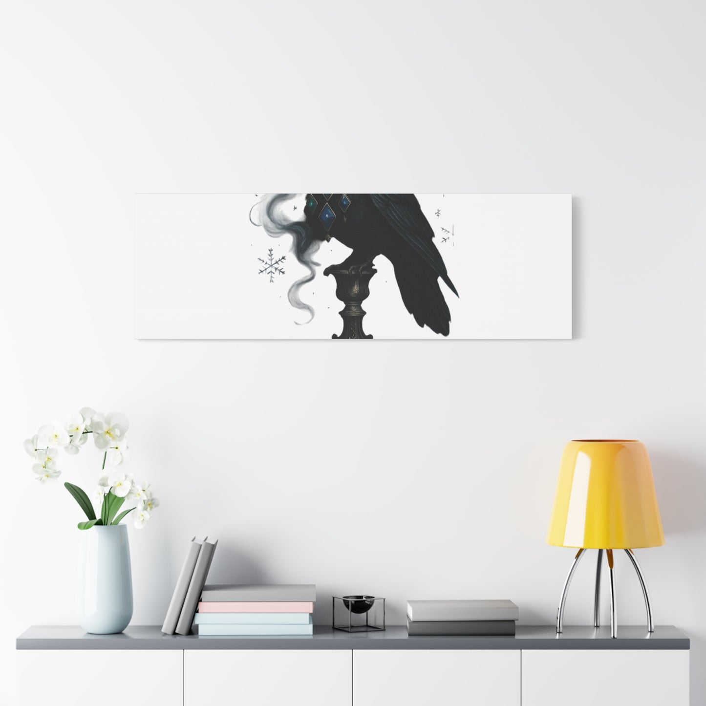 Gothic Raven Canvas Art – “Gothic Cheer, Give Me Fear” Matte Stretched Wall Decor