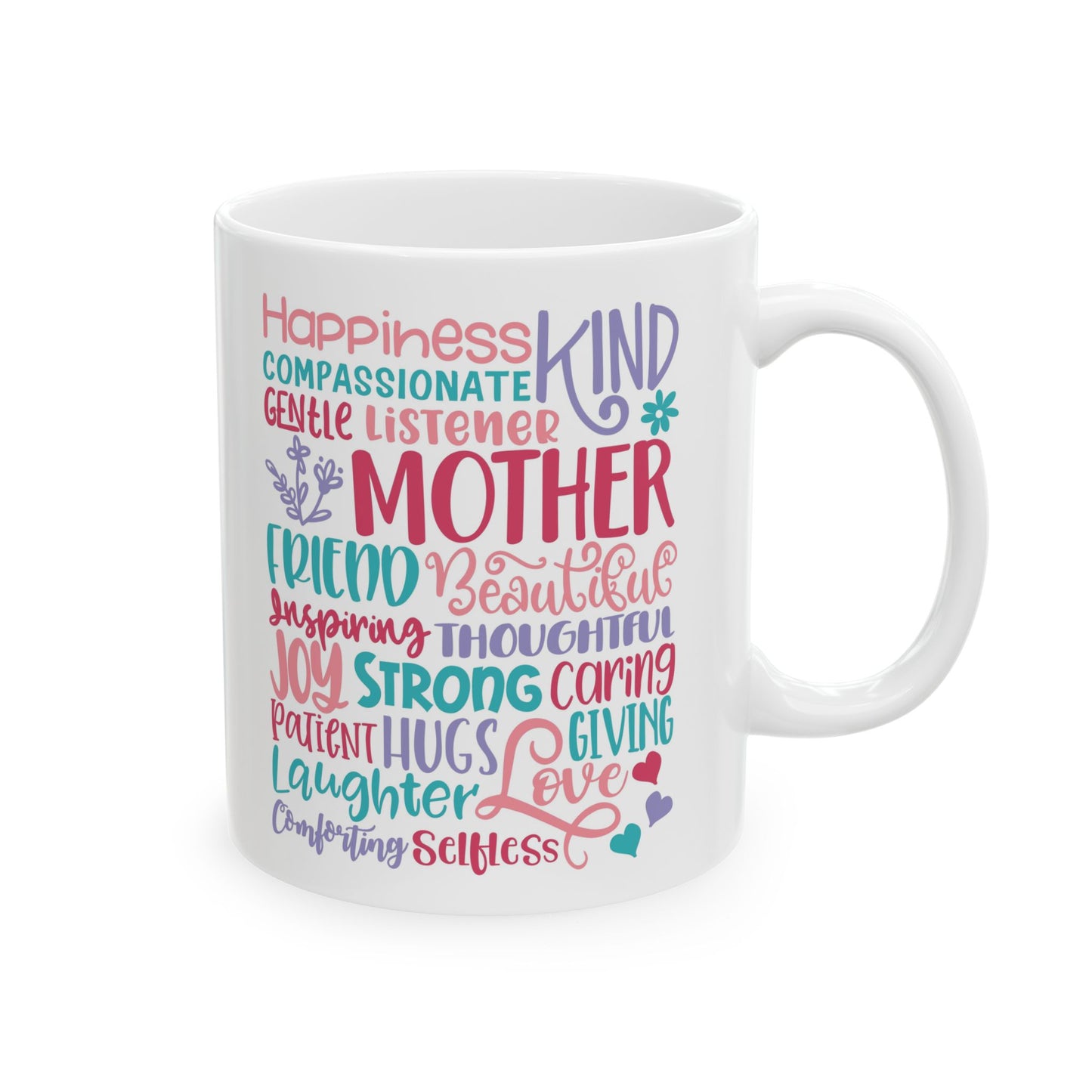 Mother Words Ceramic Mug — 'Kind, Gentle, Loving' Sentimental Mother's Day Gift (11oz & 15oz)