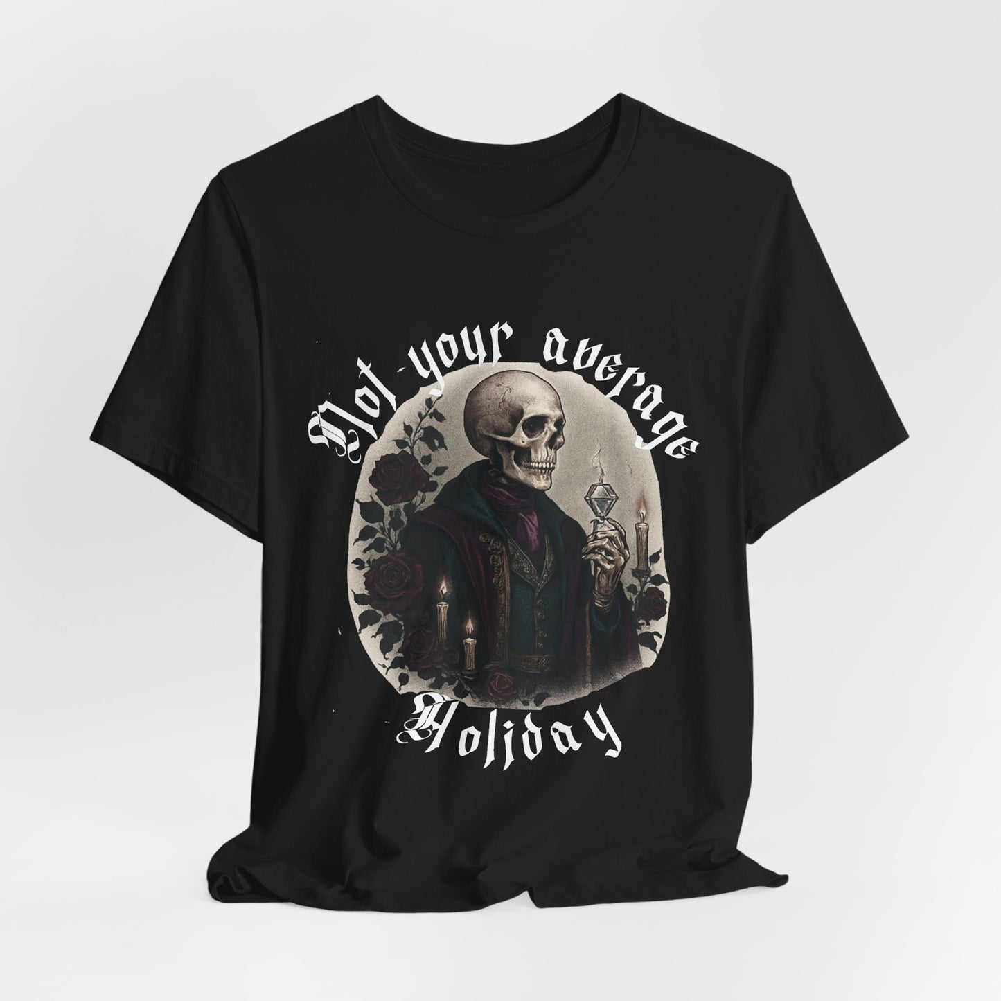 Not Your Average Holiday Skull Tee — Gothic Skeleton Graphic T-Shirt