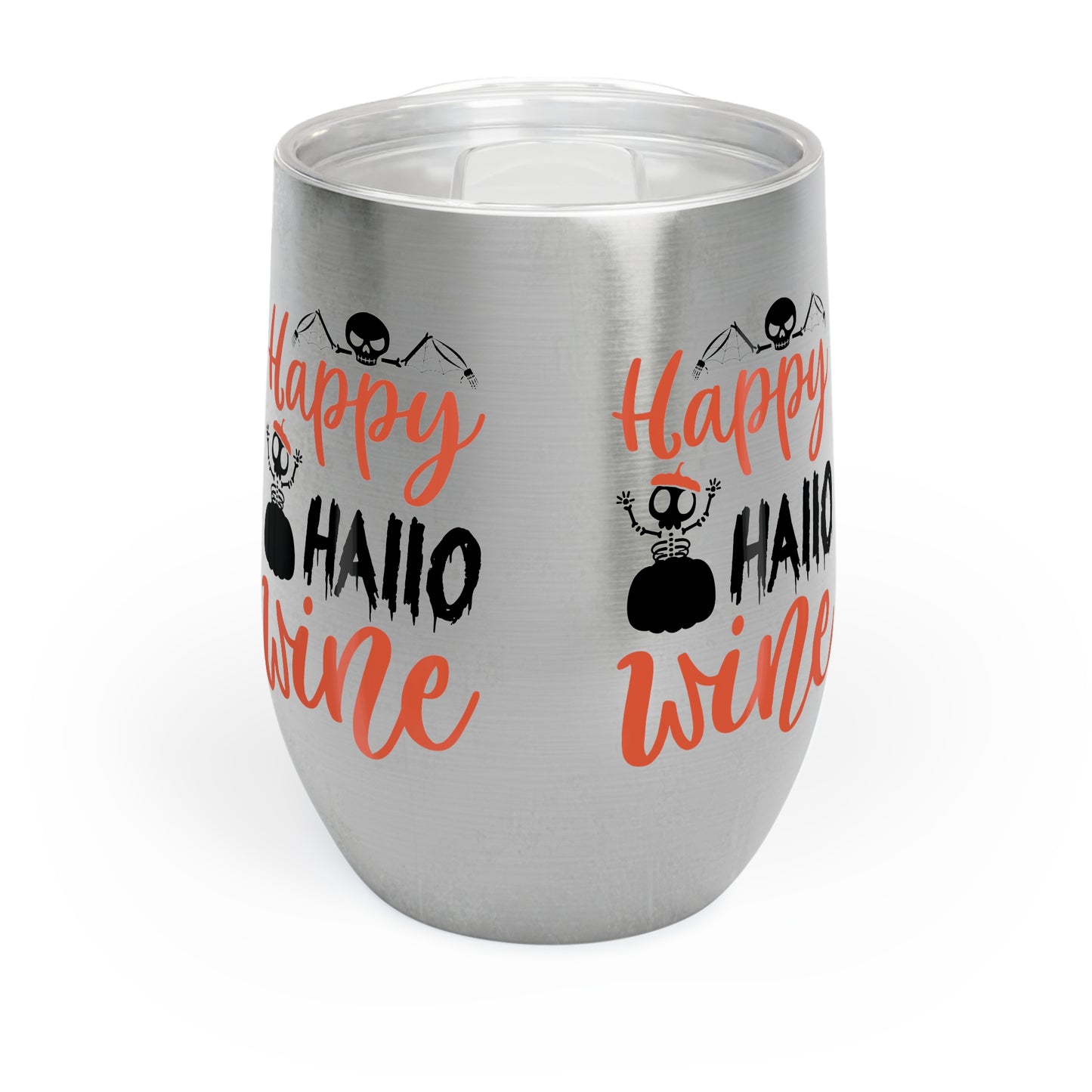 Happy Hallowine Wine Tumbler, Halloween Drink Cup, Reusable Insulated Wine Holder for Fall Parties, Spooky Season Gift