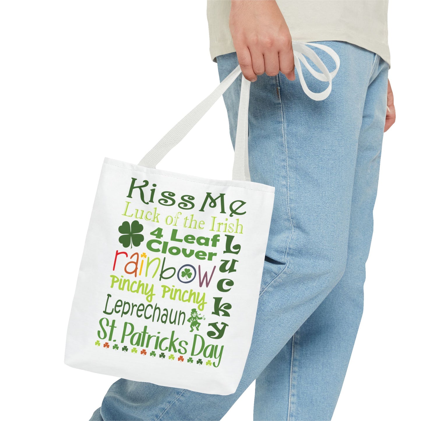 St. Patrick's Word Riot White Tote Bag — Bold Typographic Holiday Tote - 3 Sizes