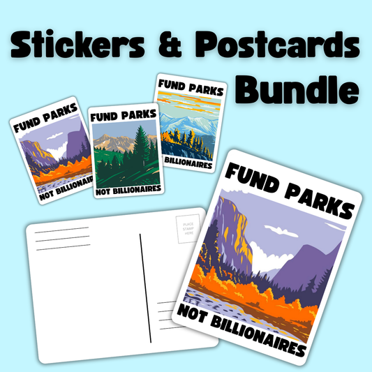 Fund Parks Not Billionaires Sticker & Postcard Set