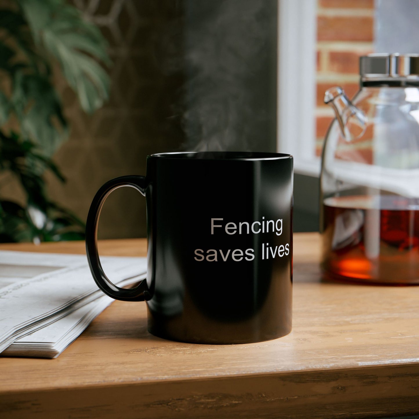 Fencing Saves Lives Black Coffee Mug (11 oz & 15 oz)