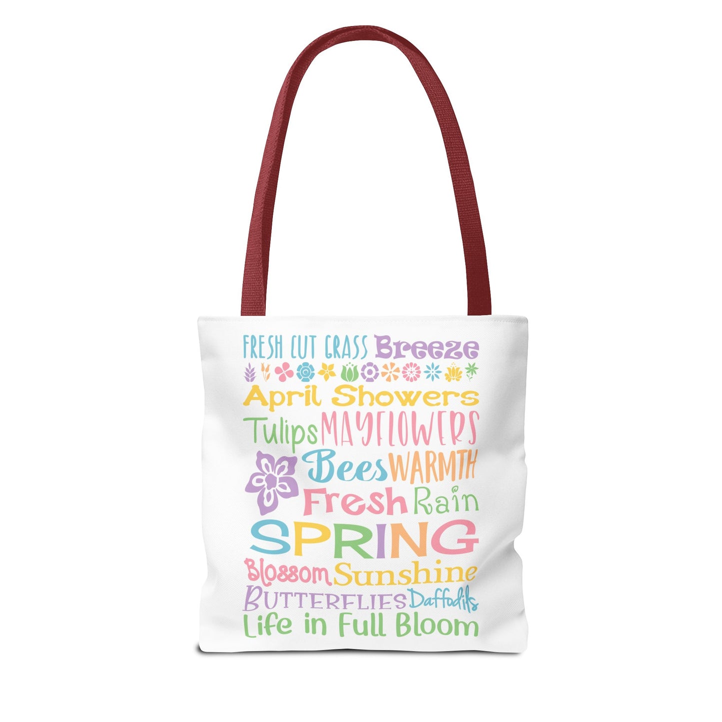 Spring Words Tote Bag — Pastel Floral Typography Tote