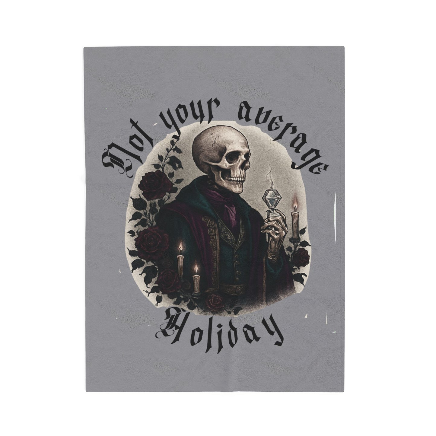 Skull Holiday Velveteen Plush Blanket – “Not Your Average Holiday” Gothic Throw