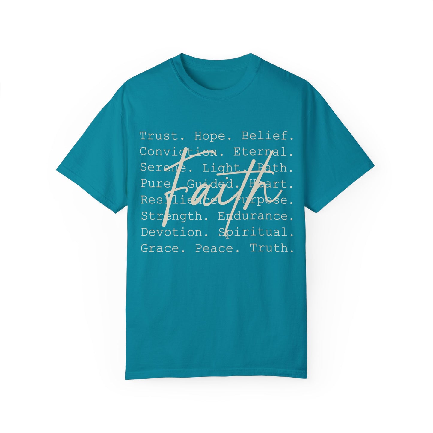 Faith-Inspired Unisex Garment-Dyed T-Shirt – Trust, Hope, Belief - Spiritual Apparel For Moms, Dads, Christians
