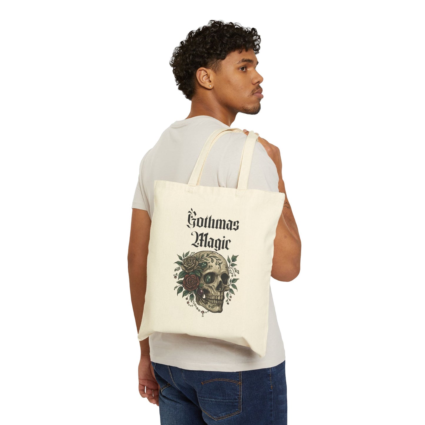 Gothmas Magic Tote Bag — Gothic Skull Holiday Canvas Tote