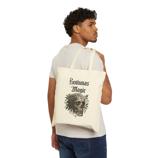 Gothmas Magic Tote Bag — Gothic Skull Holiday Canvas Tote