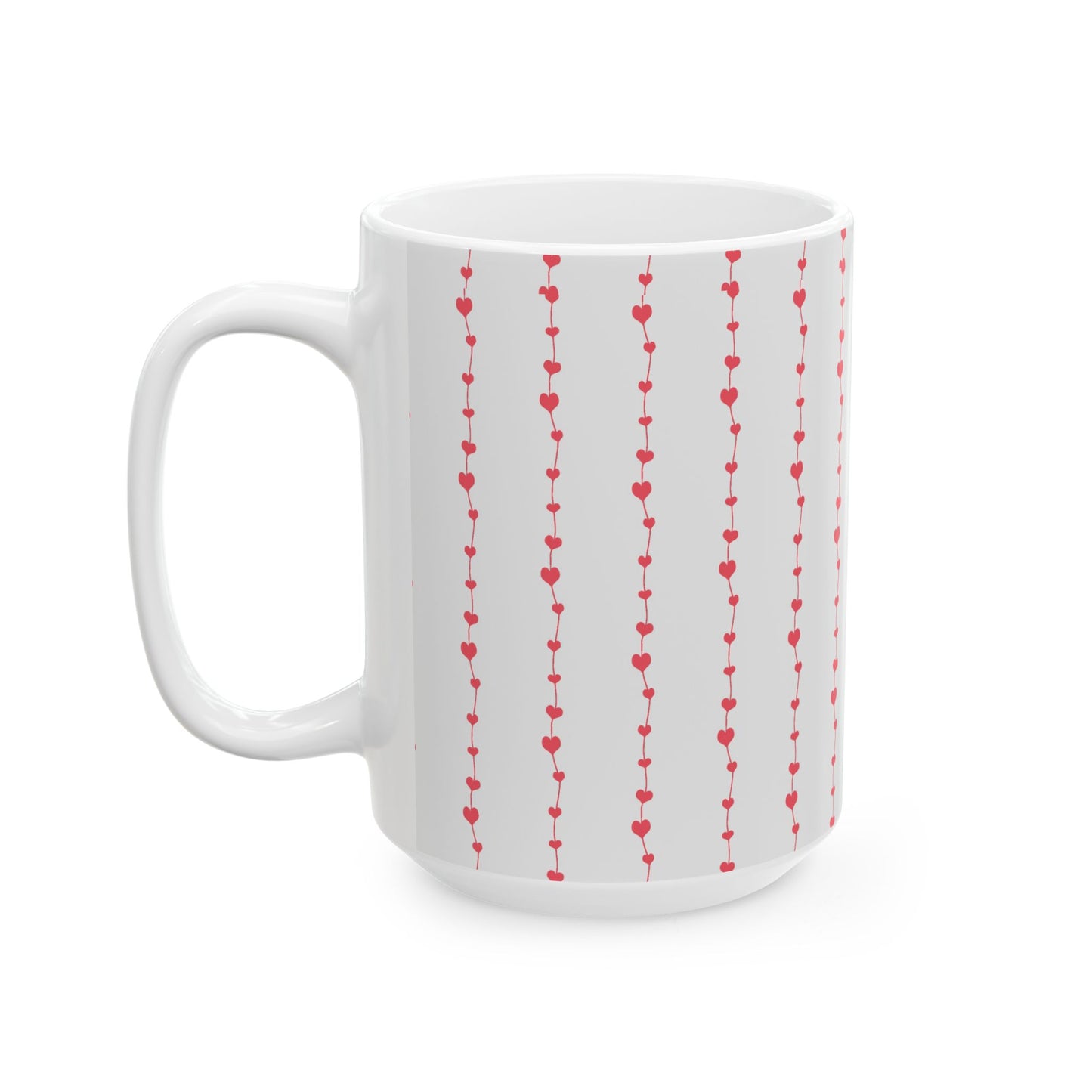 Pink Heart Garland Ceramic Mug — Romantic Valentine’s Coffee Cup (11oz, 15oz)