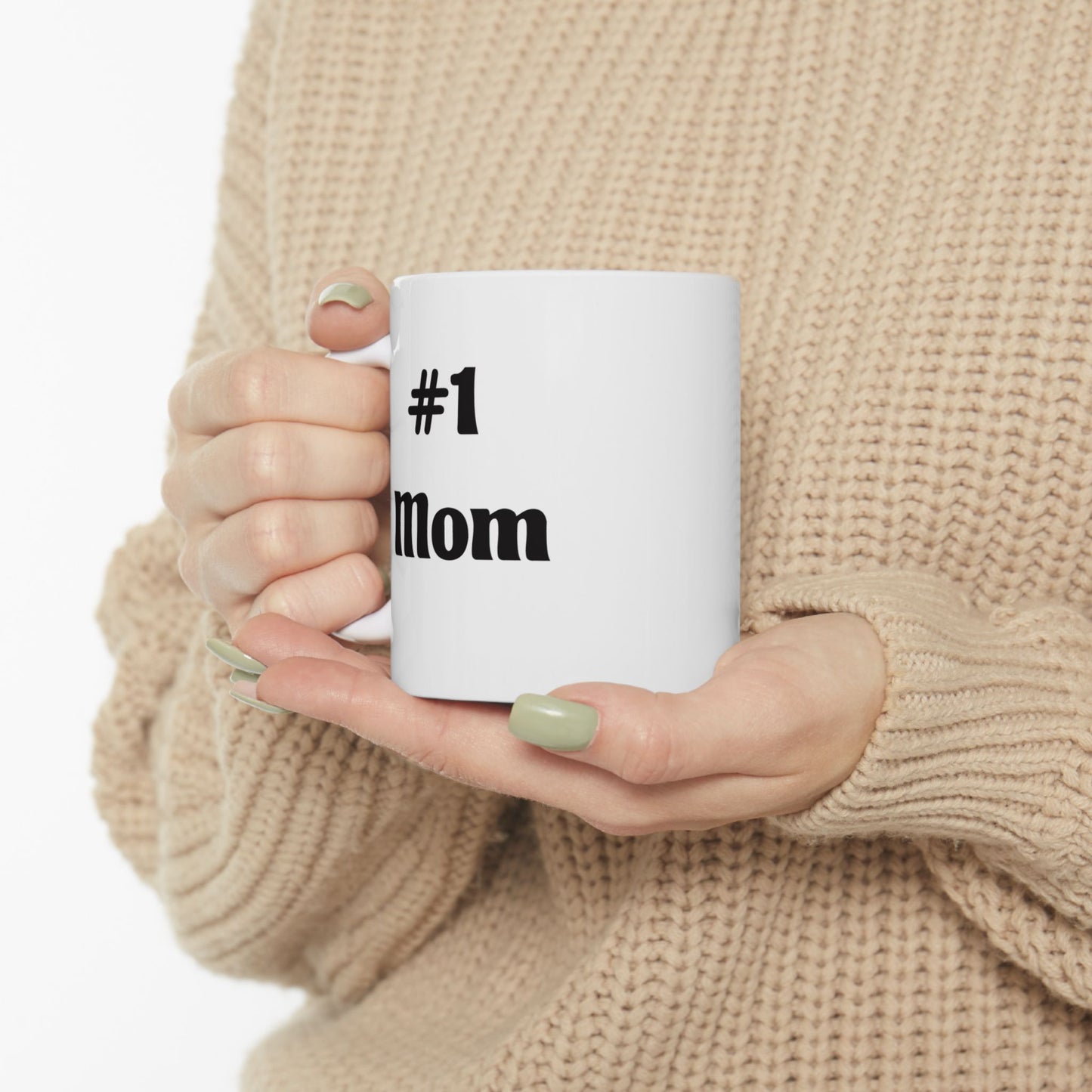 Funny Coffee Mug – “#1 Mom” Black Typography Ceramic Mug (11oz & 15oz)