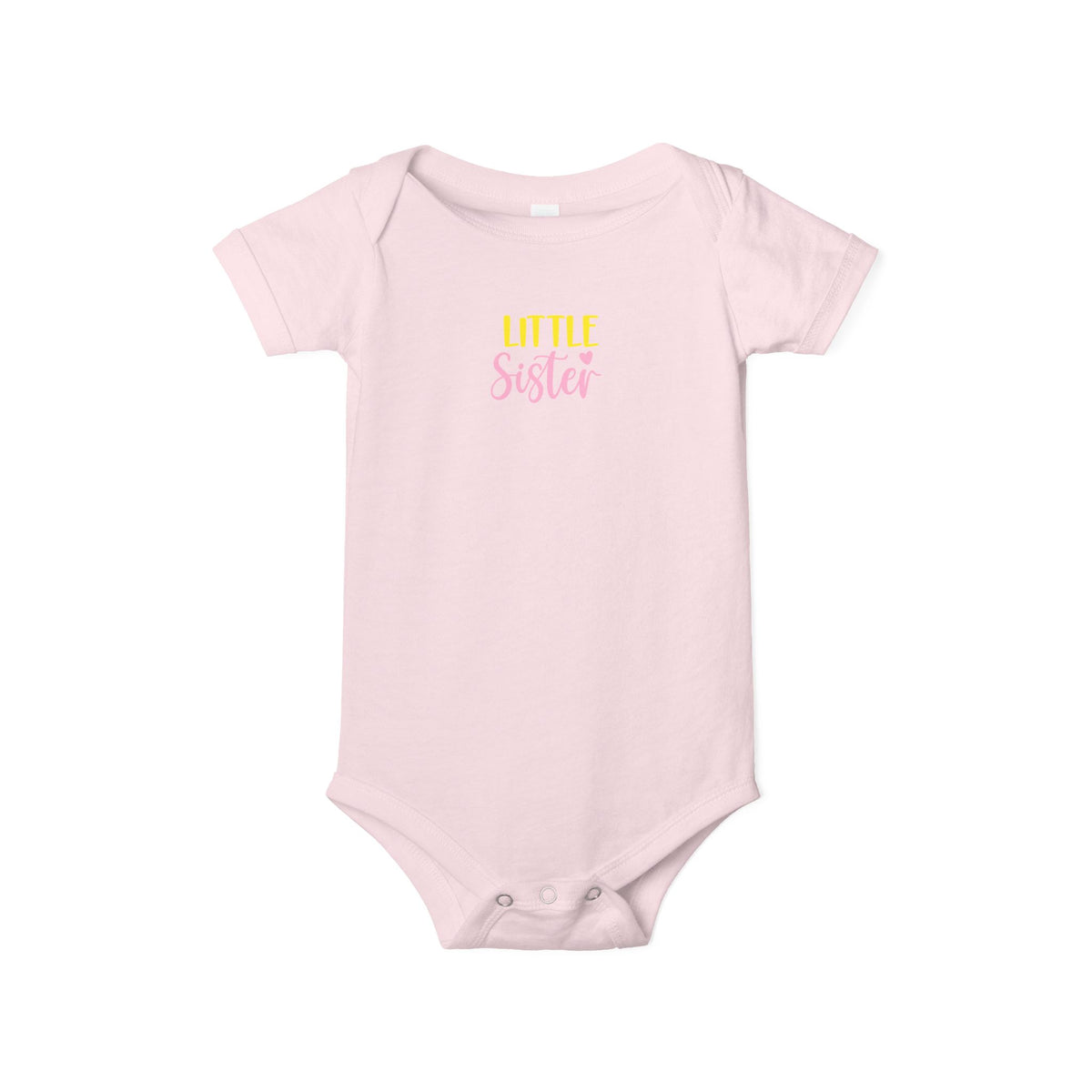 Little Sister Infant One-Piece Bodysuit – Pink & Yellow Baby Gift