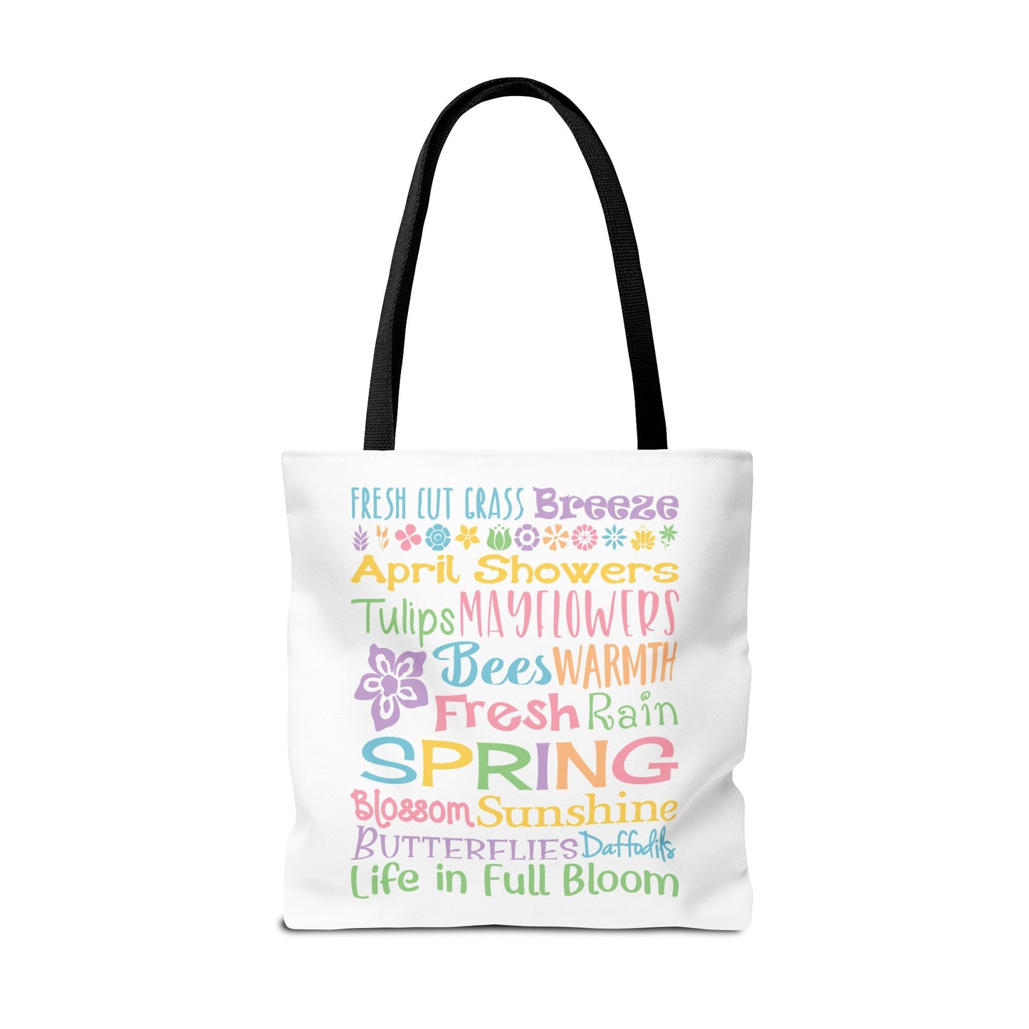 Spring Words Tote Bag — Pastel Floral Typography Tote