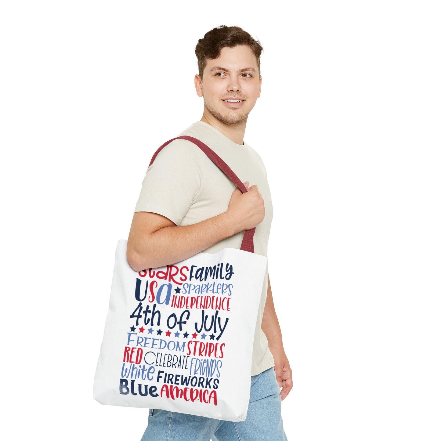 4th of July Tote Bag - USA Patriotic Stars & Stripes Independence Day Tote