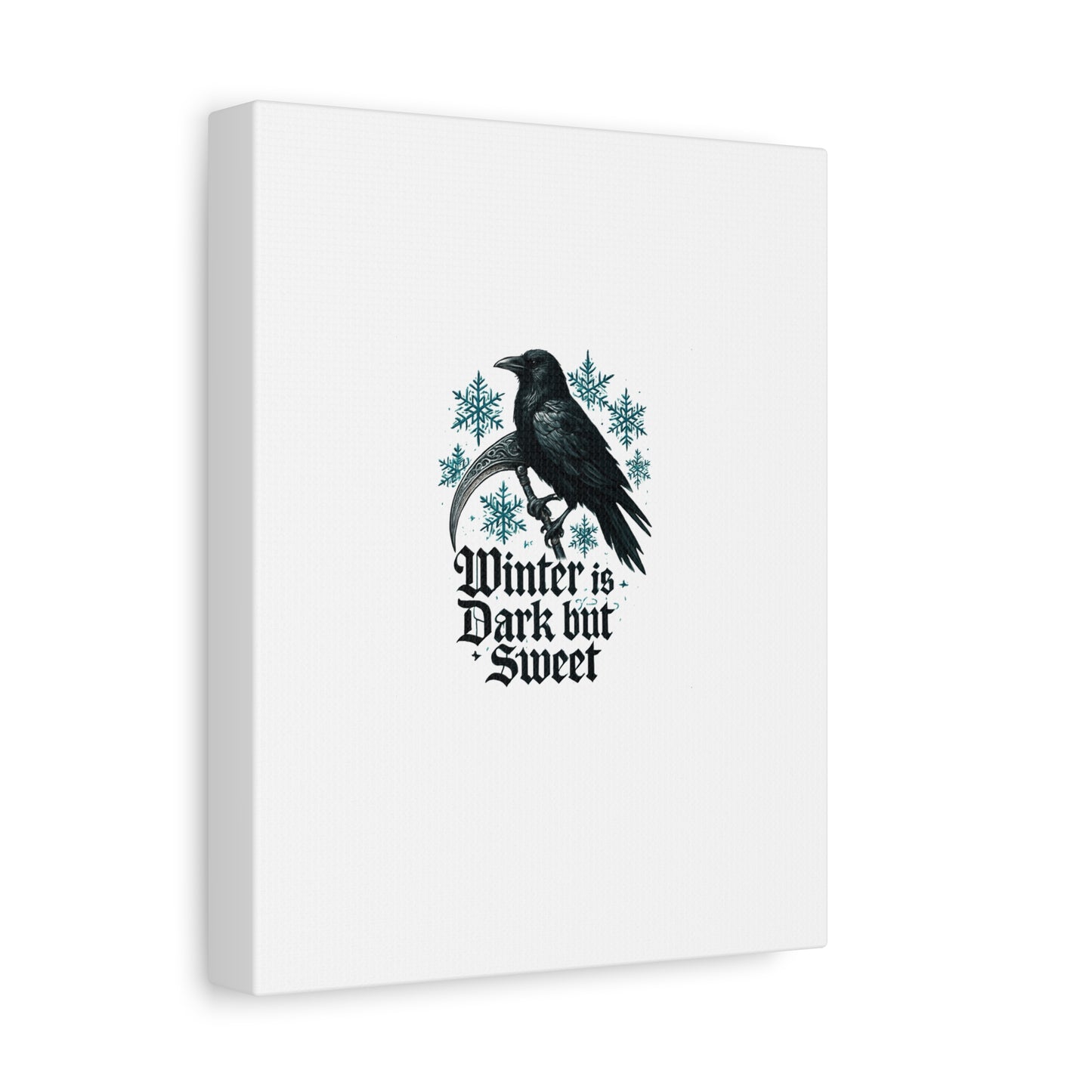 Raven Winter Canvas Art — “Winter is Dark but Sweet” Stretched Matte Print