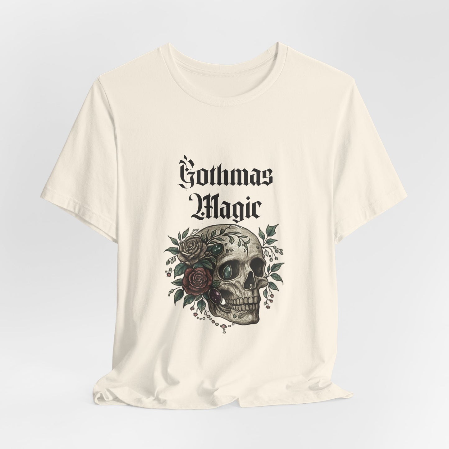 Gothmas Magic Skull Tee — Gothic Holiday Skull & Rose T-Shirt